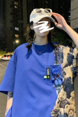 2025夏季新款港风情侣大码华夫格拼接短袖M-5XHT22226-特P25，男装T恤，电商A022