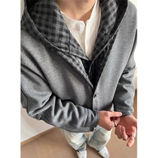 连帽拼接假两件开衫棉服外套男冬季宽松休闲夹克棉衣JT26，男装夹克，星座1116A（原606A-3）