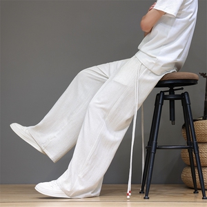 夏季 大码风棉麻亚麻直筒休闲阔腿裤新中式汉服男女 K258/P70图片
