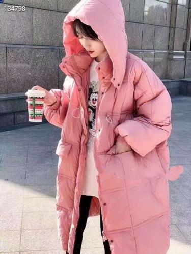 DG857欧货2021冬季新款时尚百搭连帽抽绳中长百分百羽绒,女装,L·H·X
