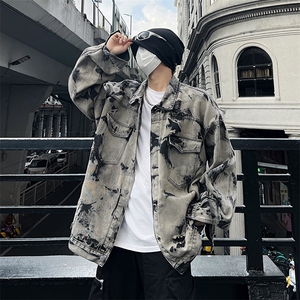 现货5千件 男女美式牛仔外套春秋扎染破坏牛仔衣高街夹克NT521P75图片