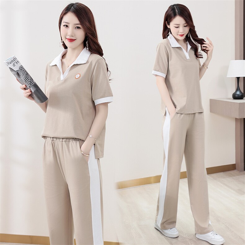 2024夏季新款女装运动套装简约时尚休闲两件套显瘦百搭舒适家居服，女装运动套装，凯瑟曼