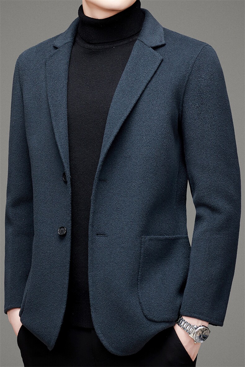 秋冬澳洲羊毛外套长款中年休闲商务大衣外套男MNSA6601-P430，男装风衣，电商B212（原钱塘6029）