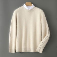 2025年秋季圆领长袖时尚百搭通勤简约休闲羊毛衫，男装羊毛衫，暮绒羊羊绒
