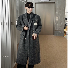 1长毛马海毛财阀灰金属西装领大码M-5XL加厚羊毛大衣77936P210，男装西服套装，星座226-2