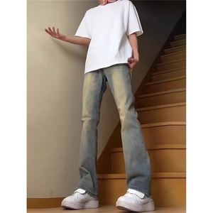 1506-1/G711-10/P46半松紧加绒复古蓝直筒牛仔裤图片