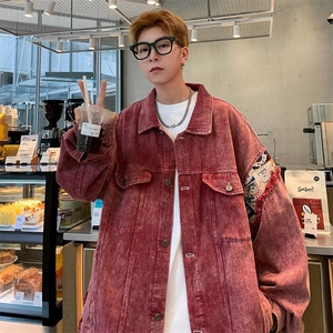 美式复古拼接牛仔外套男秋季新款设计感潮牌宽松休闲M3303-P73图片