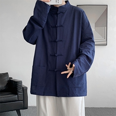 8XL-M特大码棉麻长袖衬衫风衬衫新中式打底衫CS504P68控88，男装衬衫，电商D206-1