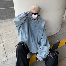 WY91-P58美式复古宽松型连帽牛仔卫衣，男装卫衣，星座1501-1