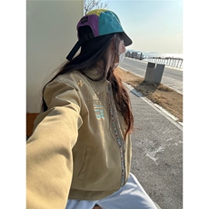 刺绣工装夹克外套女学生韩版宽松春秋新款休闲情侣上衣HH9368P67，男装夹克，星座1013-5