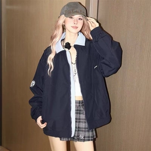 【001】翻领运动上衣男女春秋季宽松百搭夹克外套A079-JK506-P64图片