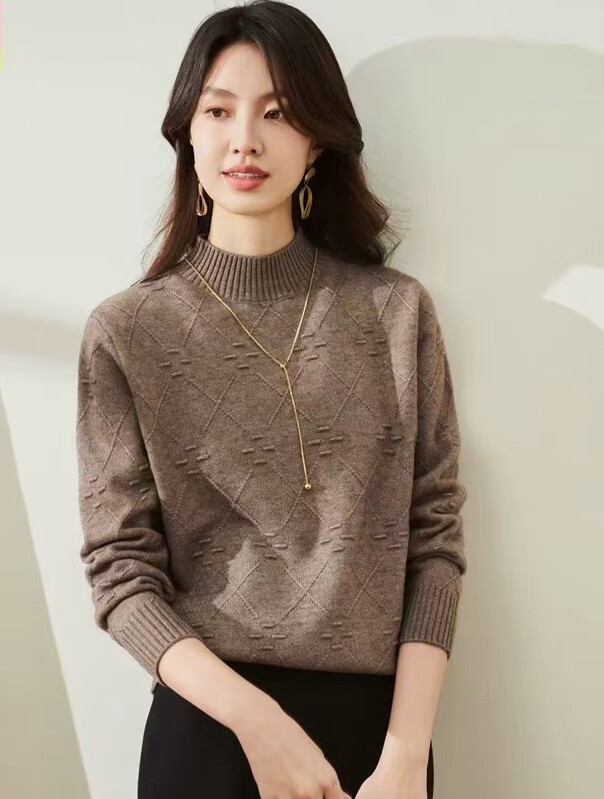 半高领打底衫女2024新款内搭显瘦软糯百搭纯色针织衫,针织衫/毛衣,鑫友供货
