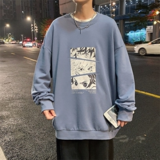 S6176-P28加绒款-P33秋季圆领卫衣男大码韩版宽松长袖外套，男装卫衣，电商A040