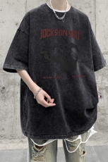 量大优可提供视频2024夏水洗美式短袖T恤D223A-ST2407-P25，男装T恤，电商019-1