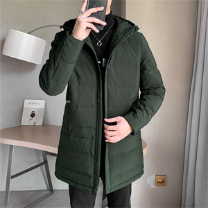 冬季新款加厚保暖羽绒服中青年商务休闲长款外套时尚潮流男装上衣图片