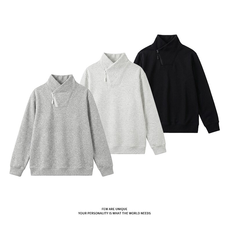 春季立领斜半拉链卫衣美式长袖打底衫男女C64170-TP30不,男装T恤,电商A102