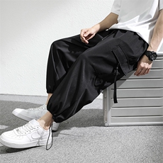 7XL-M夏新款港风条纹垂感裤子男胖子痞帅宽松直筒裤加大码九分裤，男装休闲裤，钱塘717(原712)