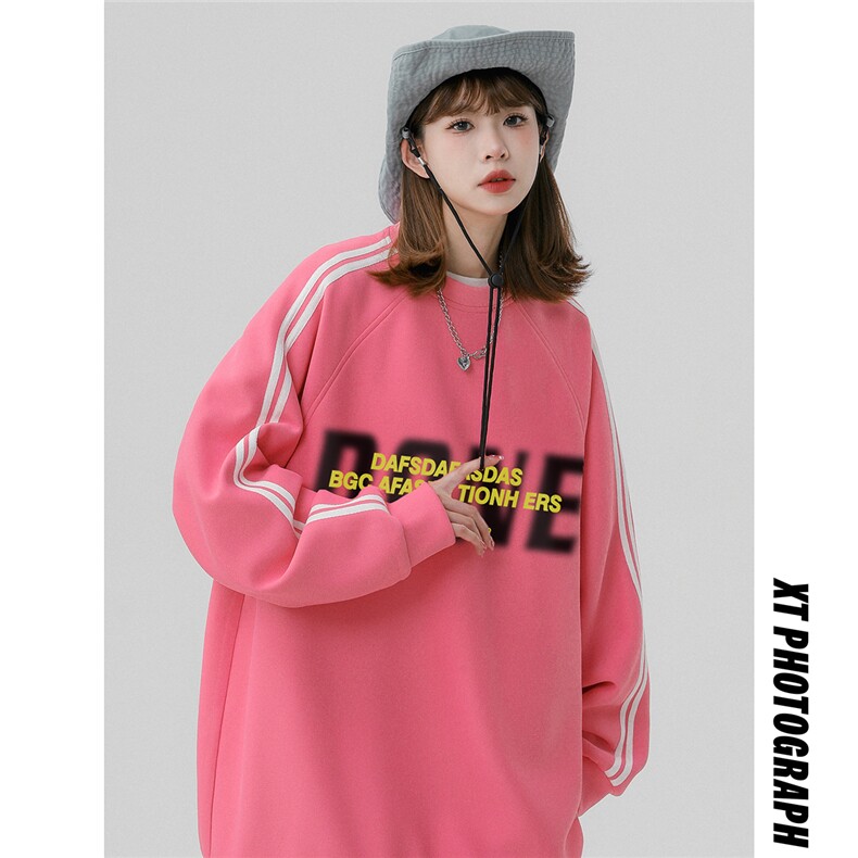 中性风 秋季时尚百搭宽松字母印花潮流卫衣B902P45控68图片