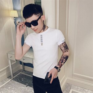 312A-11822-P35-控55  2021新款社会小伙修身T恤短袖红人E图片