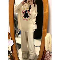 【12针毛衣包芯纱】奶fufu软糯慵懒风杏色圆领毛衣宽松针织衫上衣，男装针织衫/毛衣，星座506A