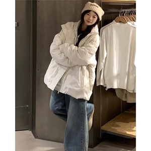 菱形格设计感小众潮牌保暖冬季新款棉服外套百搭立领面包服女图片