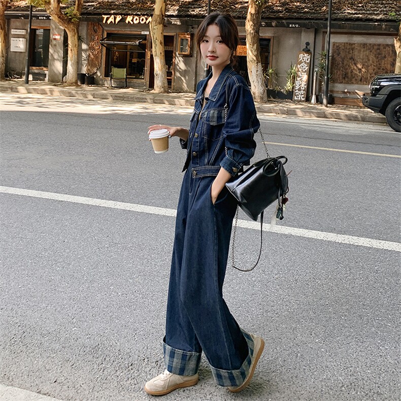 格子牛仔套装女春秋高级感盐系减龄美式韩风chic两件套又a又飒,女装套装/套裙,瑶迪依秀