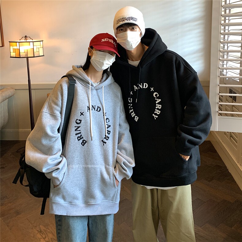 EQ102字母发泡印花连帽套头情侣装秋装卫衣男韩版ins潮流外套P68,男装卫衣,电商C306-1