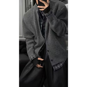 网图慎用 高品质假两件格子针织毛衣男MY8522P98图片