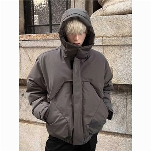春秋季男士大口袋工装连帽冲锋衣棉服情侣款户外防风保暖夹克外套图片