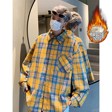 薄款改加绒特批P40无差价冬新加绒加厚贴标格子衬衫男C2501J加绒，男装衬衫，电商A001-1