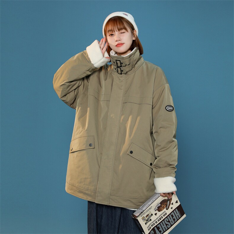 中性风男女冬季加绒加厚工装立领保暖棉服大衣A406MY123特P100,男装棉衣,星座309（原A406）