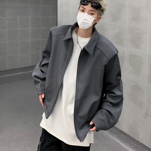高级感翻领夹克男春季百搭宽松上衣服韩版潮流简约外套 JY769图片