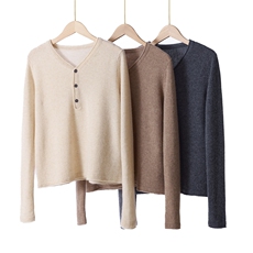 2025年秋季新款百搭女士半开扣子羊绒衫，女装羊绒衫，品秋羊绒