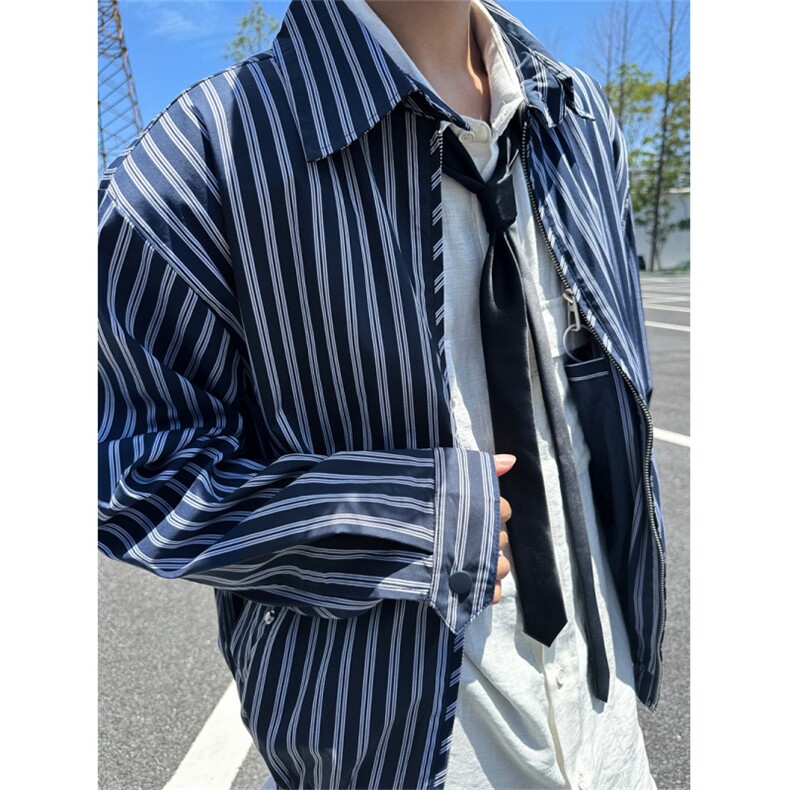 XZ1005-1-TTH0057-批85-条纹垫肩夹克外套图片