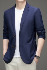 2024新款夏季冰丝防晒西服男士轻薄休闲小西装高级感无痕单西外套，男装西服，钱塘723