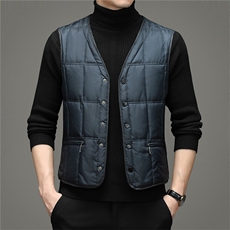 新款2023冬季商务休闲羽绒服马甲中年V领马甲外套男ZK2101-P160，男装背心/马甲，电商B212（原钱塘6029）