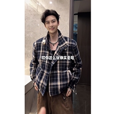 抖音秋冬加棉复古格子正反两面穿棉服夹克男M213-P128(网图），男装夹克，电商B267