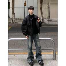 【有货】HT135CC-特P90廓形飞行员夹克棉服男加厚立领棒球服外套，男装夹克，星座1007（原301D）