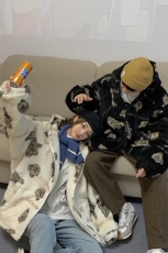 情侣装男士羊羔毛小熊棉衣宽松潮牌棉服棉袄A071-1001-P110，男装棉衣，电商A071
