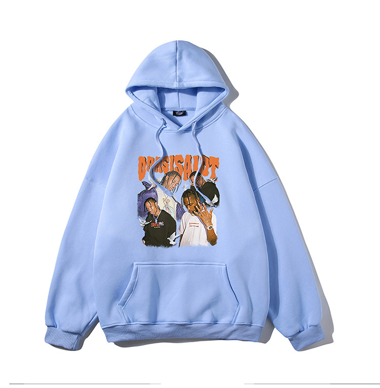 白底新款秋冬时尚卡通印花潮流百搭连帽卫衣W235P35控48图片