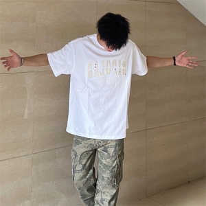 万针全刺绣工艺抖音得物高品质260克重磅纯棉双纱美式高街短袖T恤图片
