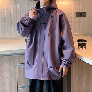 JK745 P78港风二开宽松冲锋衣工装夹克百搭落肩简约上衣外套图片
