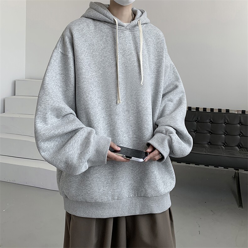 WASSUPHAPPY重磅卫衣男秋冬季潮牌加绒加厚设计感连帽休闲外套,男装卫衣,电商A040