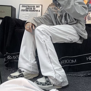 美式高街牛仔裤男韩版潮流裤脚拉链2023秋冬新款ins长裤RK998-P52图片