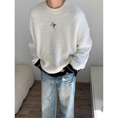 TP26-P26软糯圆领毛衣男秋冬韩系马海毛针织衫慵懒高级感外套，男装针织衫/毛衣，星座1501