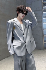 潮流休闲西装外套高级痞帅宽松韩版自带垫肩西服外套可整套搭配，男装西服套装，电商B319