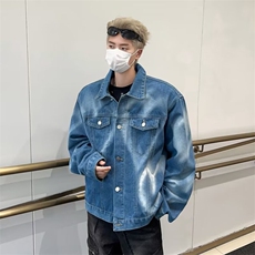 美式复古潮牌水洗垫肩牛仔夹克男女情侣春季上衣外套潮JY812，男装夹克，星座1116A-1（原606A）