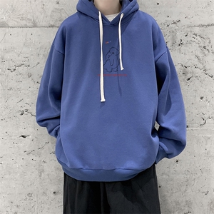 WY2140-P35 纯棉连帽卫衣男大码运动帽衫宽松薄外套男图片