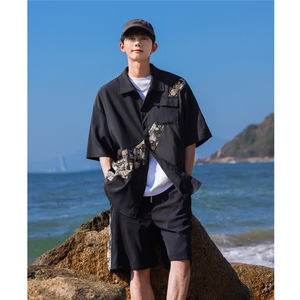 1小熊短衬男+短裤大码M-5XL情侣套装92%聚酯纤维8%氨纶TZ77057P70图片
