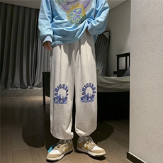 秋装卫裤男宽松印花束脚裤休闲裤D329-QM516-P50控68，男装休闲裤，电商D329